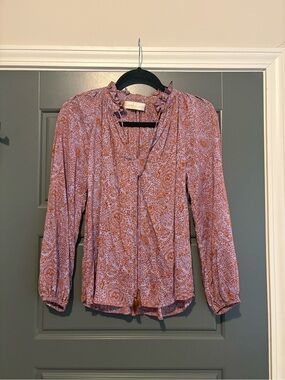 Natalie Martin Penny Blouse Pink Orange Paisley Print XS